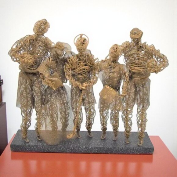 Artisan Other - Vintage Sculpture Wire Mesh Sports Cooking Singing Figures Artist Signed